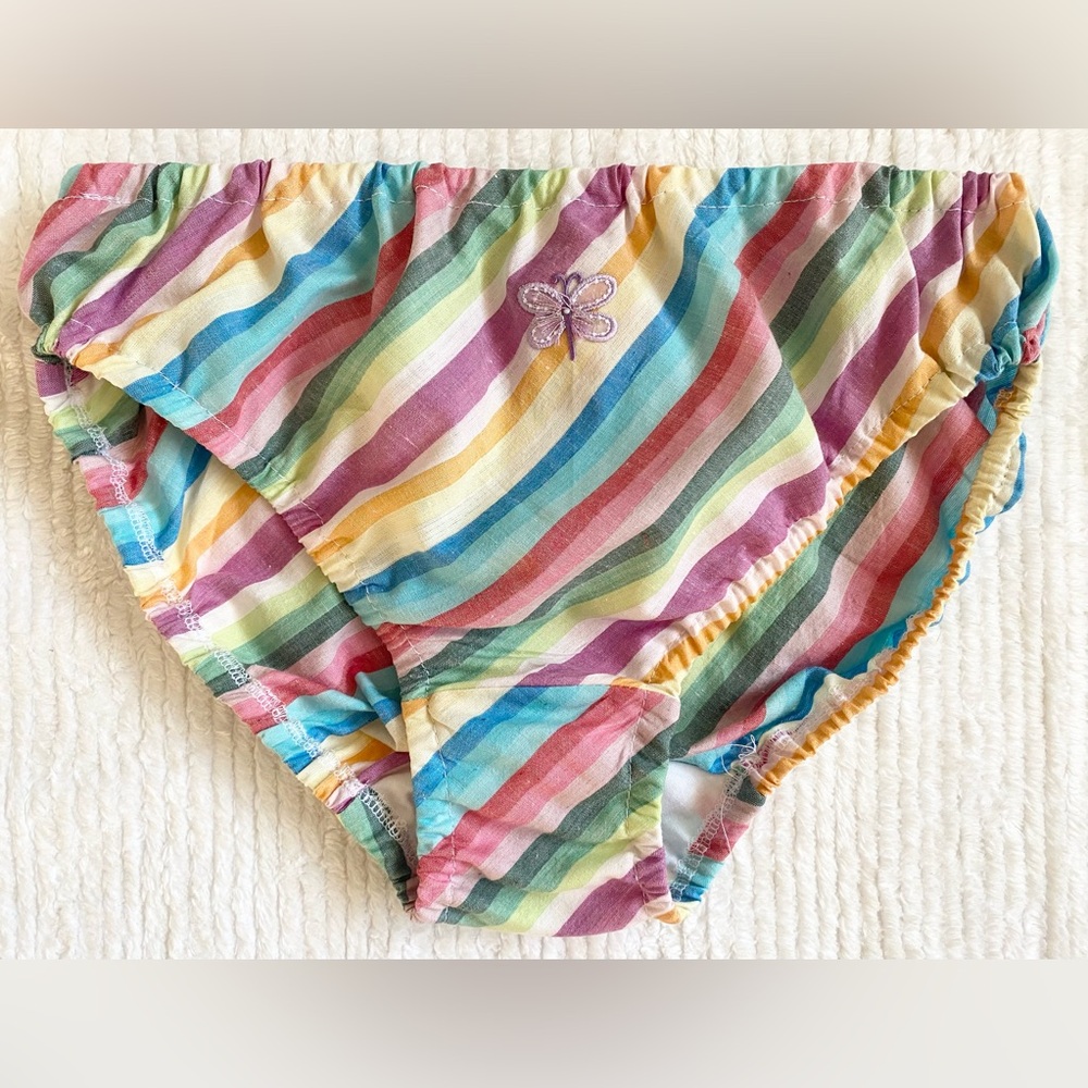 Vintage 80s-Inspired Cotton Bikini Panties *Size 9* Candy Striped Underwear